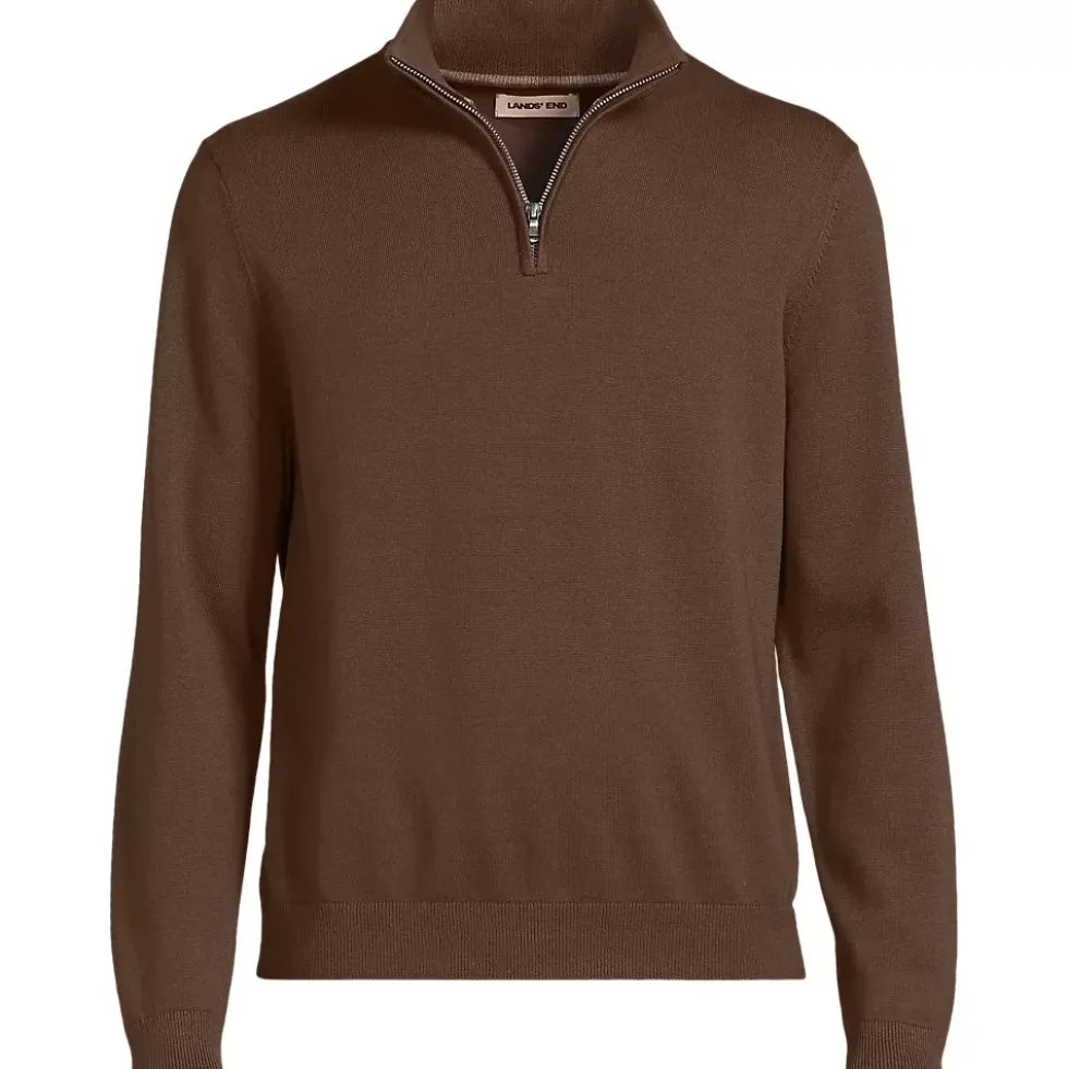 Men's Long Sleeve Fine Gauge Cotton Quarter Zip Sweater
