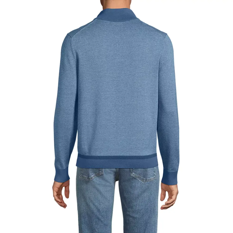 Men's Long Sleeve Fine Gauge Cotton Quarter Zip Sweater