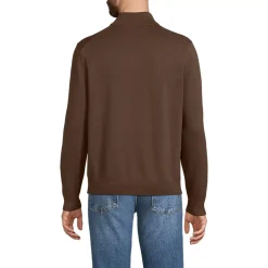 Men's Long Sleeve Fine Gauge Cotton Quarter Zip Sweater