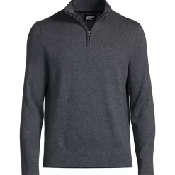 Men's Long Sleeve Fine Gauge Cotton Quarter Zip Sweater