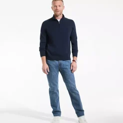 Men's Long Sleeve Fine Gauge Cotton Quarter Zip Sweater