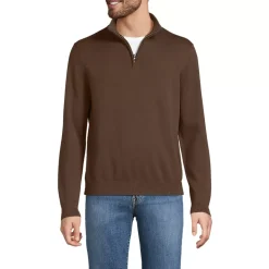 Men's Long Sleeve Fine Gauge Cotton Quarter Zip Sweater