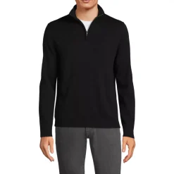 Men's Long Sleeve Fine Gauge Cotton Quarter Zip Sweater