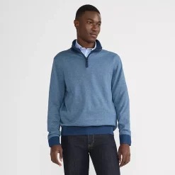 Men's Long Sleeve Fine Gauge Cotton Quarter Zip Sweater