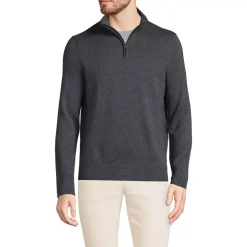 Men's Long Sleeve Fine Gauge Cotton Quarter Zip Sweater