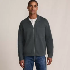 Men's Long Sleeve Fine Gauge Cotton Full Zip Chore Coat