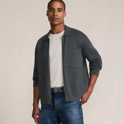 Men's Long Sleeve Fine Gauge Cotton Full Zip Chore Coat