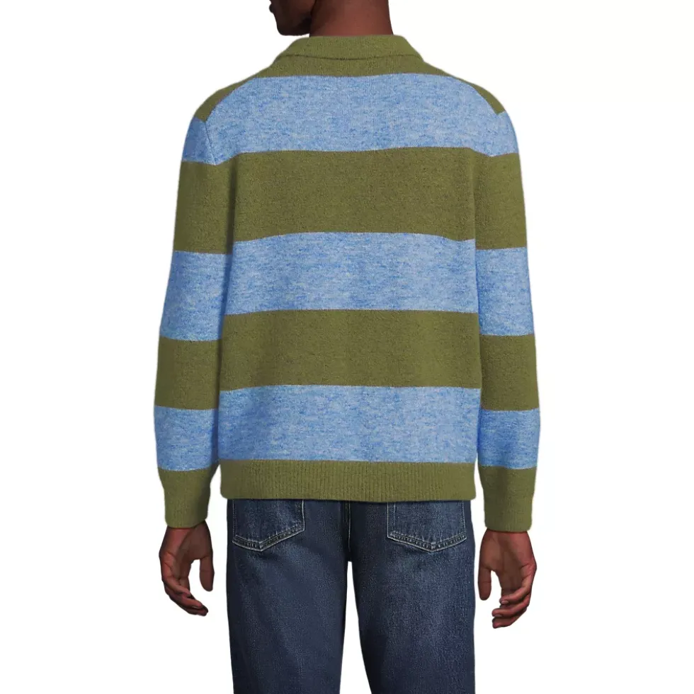 Men's Long Sleeve Fuzzy Sweater Polo
