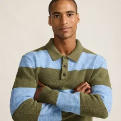 Men's Long Sleeve Fuzzy Sweater Polo