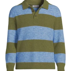 Men's Long Sleeve Fuzzy Sweater Polo