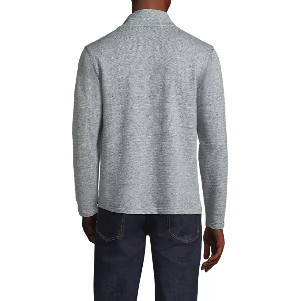 Men's Long Sleeve Herringbone Textured Quarter Zip