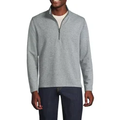 Men's Long Sleeve Herringbone Textured Quarter Zip