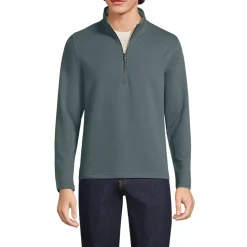 Men's Long Sleeve Herringbone Textured Quarter Zip