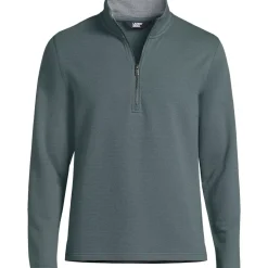 Men's Long Sleeve Herringbone Textured Quarter Zip