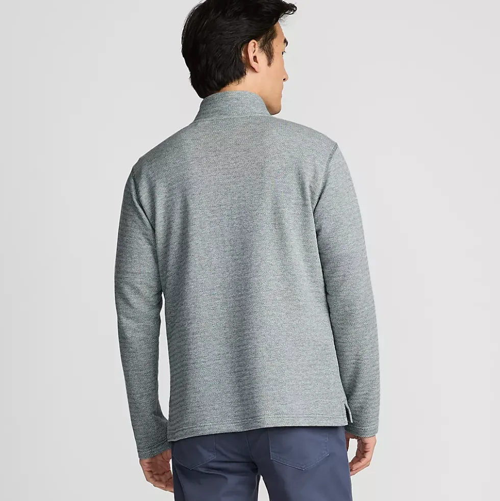 Men's Long Sleeve Herringbone Textured Quarter Zip