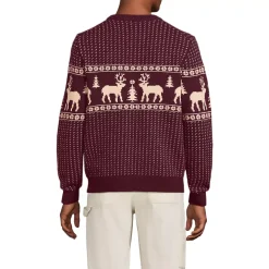 Men's Long Sleeve Holiday Birdseye Crewneck Sweater