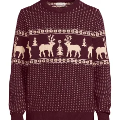 Men's Long Sleeve Holiday Birdseye Crewneck Sweater