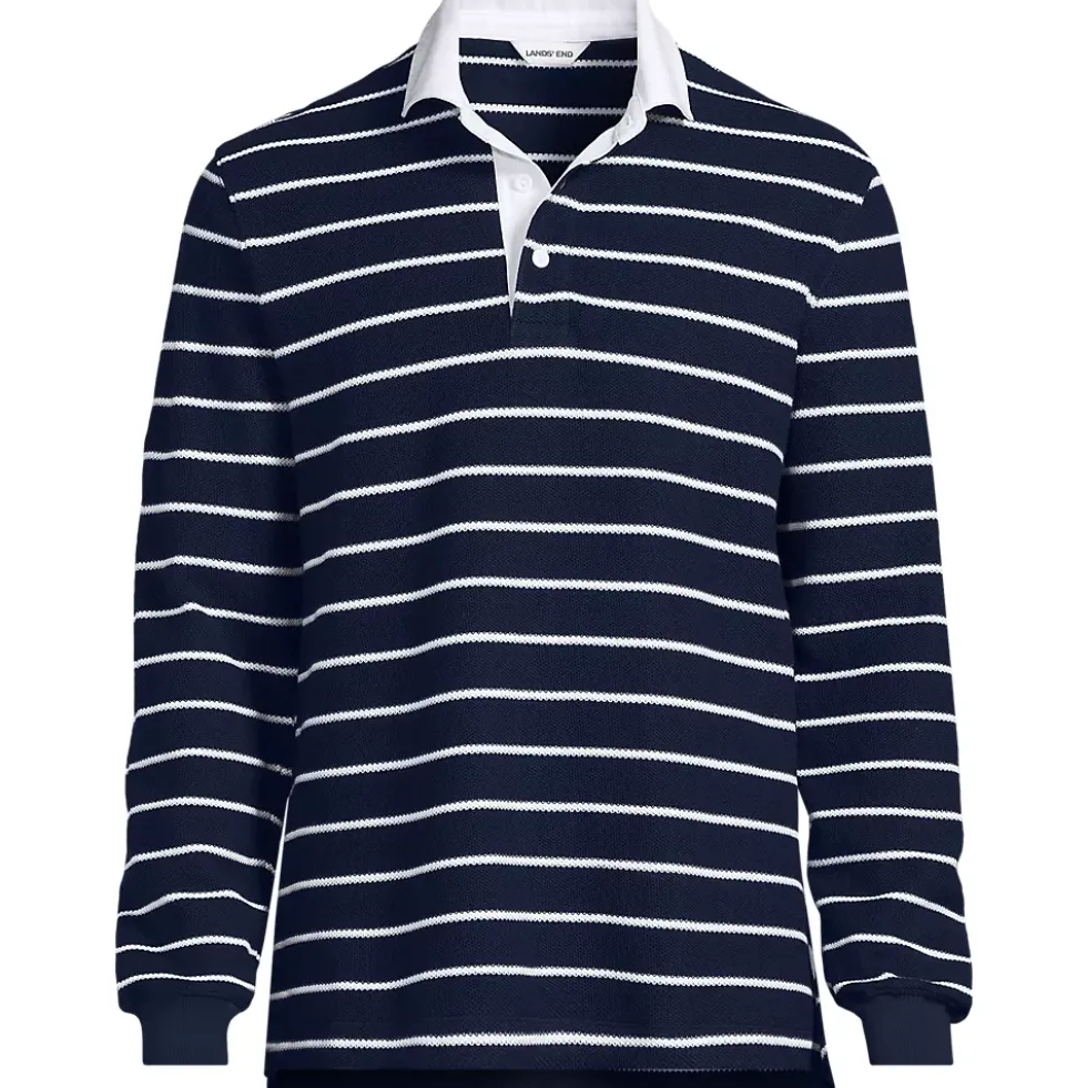Men's Long Sleeve Honeycomb Pique Rugby