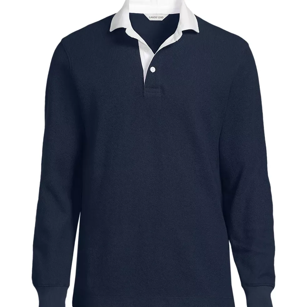 Men's Long Sleeve Honeycomb Pique Rugby
