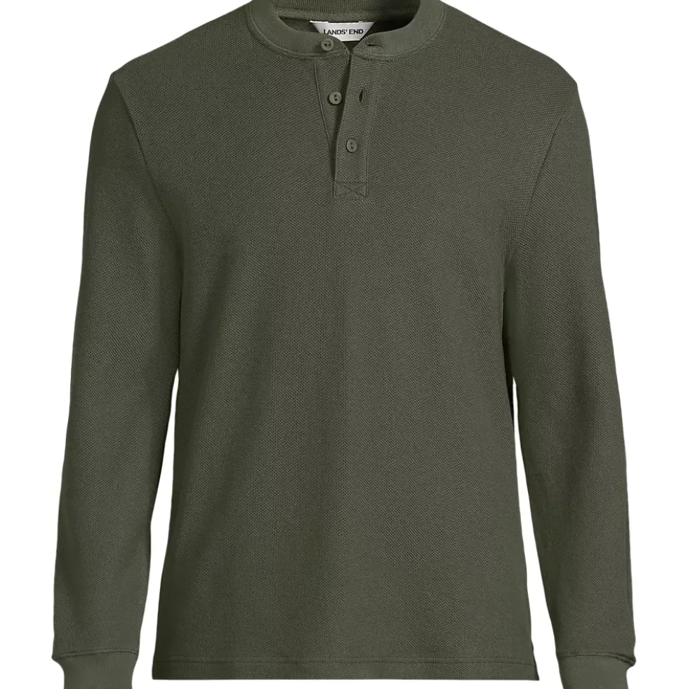Men's Long Sleeve Honeycomb Pique Henley