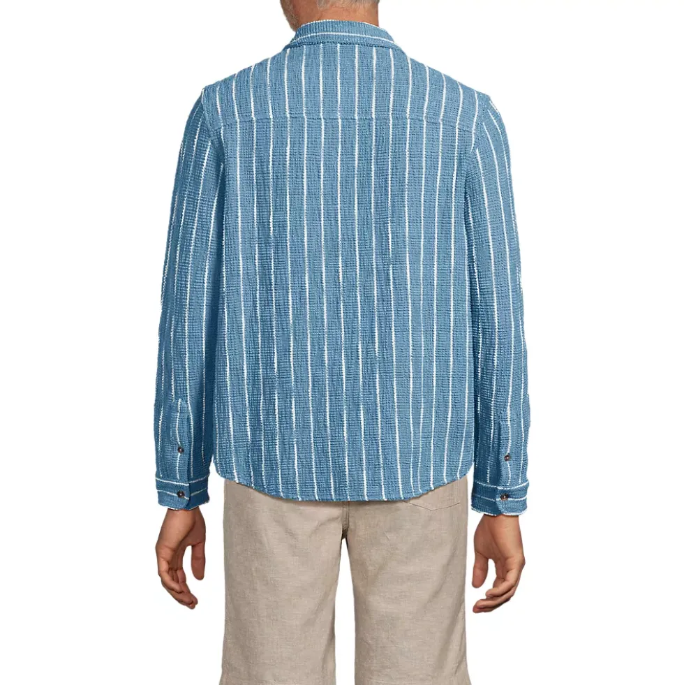 Men's Long Sleeve Knit Boucle Button Through Shirt