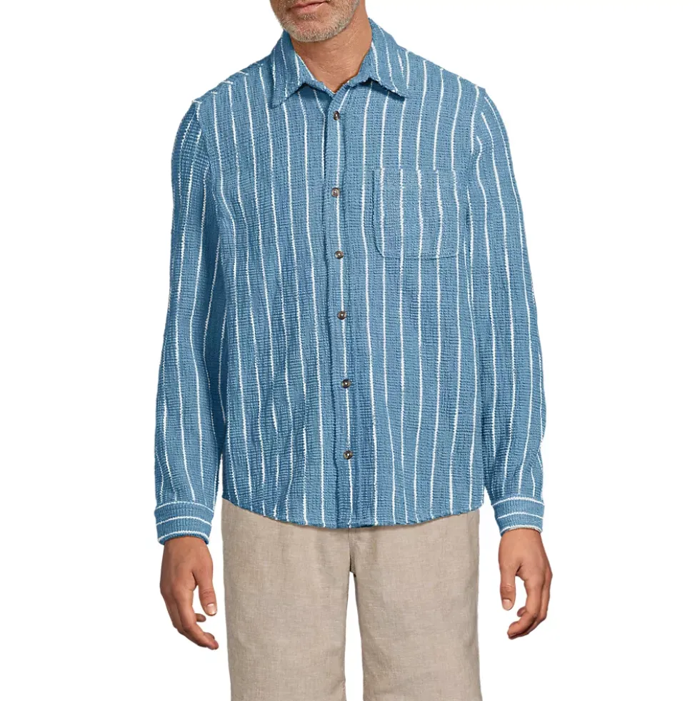 Men's Long Sleeve Knit Boucle Button Through Shirt