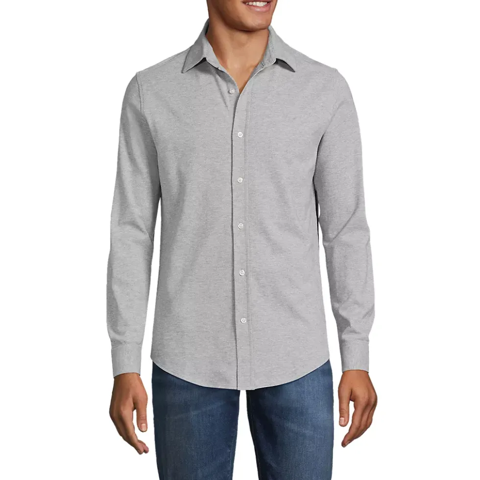 Men's Long Sleeve Knit Oxford Shirt