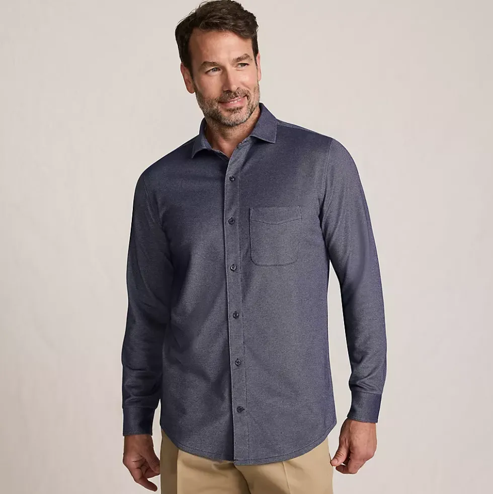 Men's Long Sleeve Knit Travel Kit Oxford Shirt