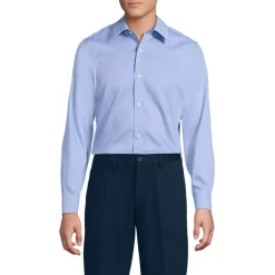 Men's Long Sleeve No Iron Pinpoint Stay Collar Dress Shirt