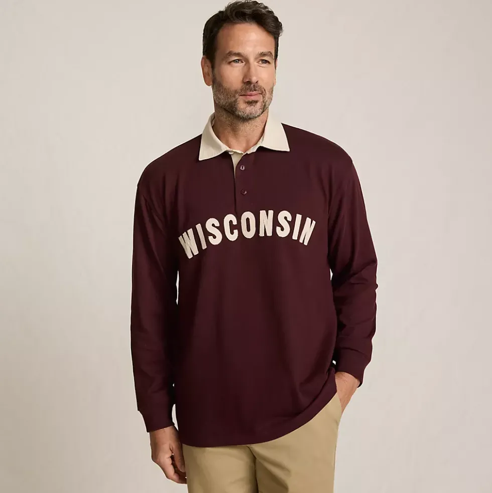 Men's Long Sleeve Rugged Rugby Embroidered Polo