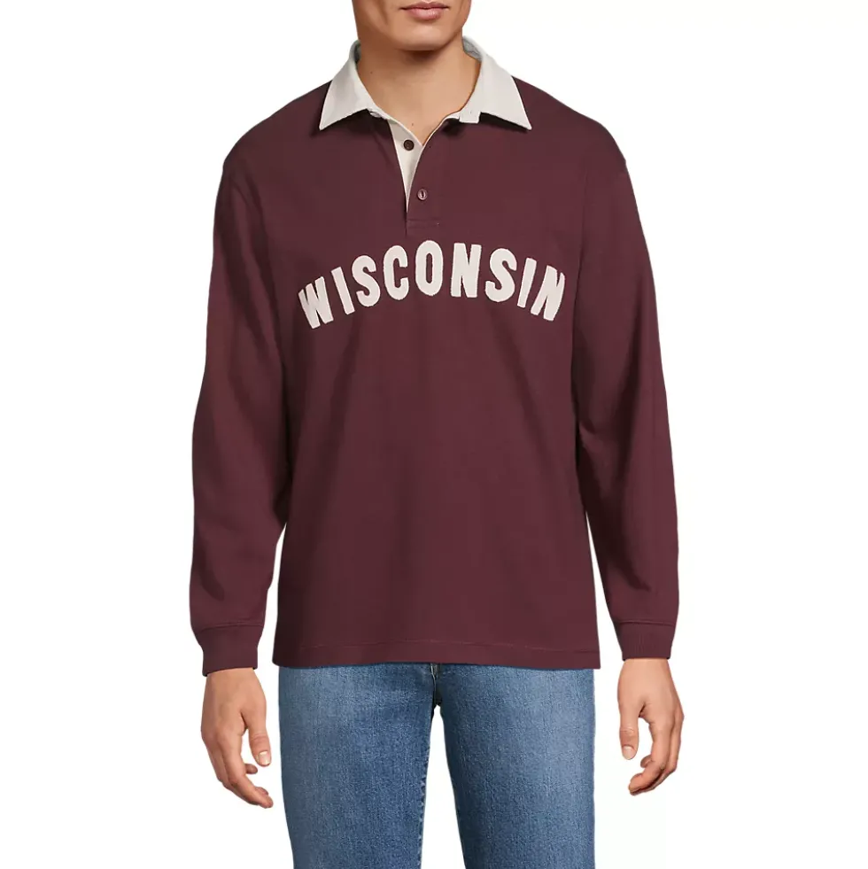 Men's Long Sleeve Rugged Rugby Embroidered Polo