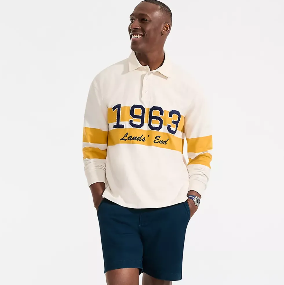 Men's Long Sleeve Rugged Rugby Embroidered Polo