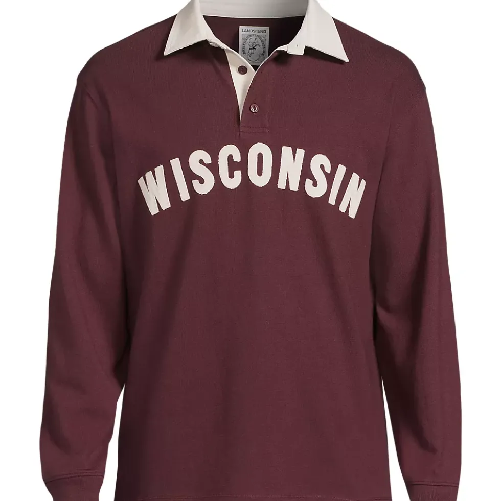 Men's Long Sleeve Rugged Rugby Embroidered Polo