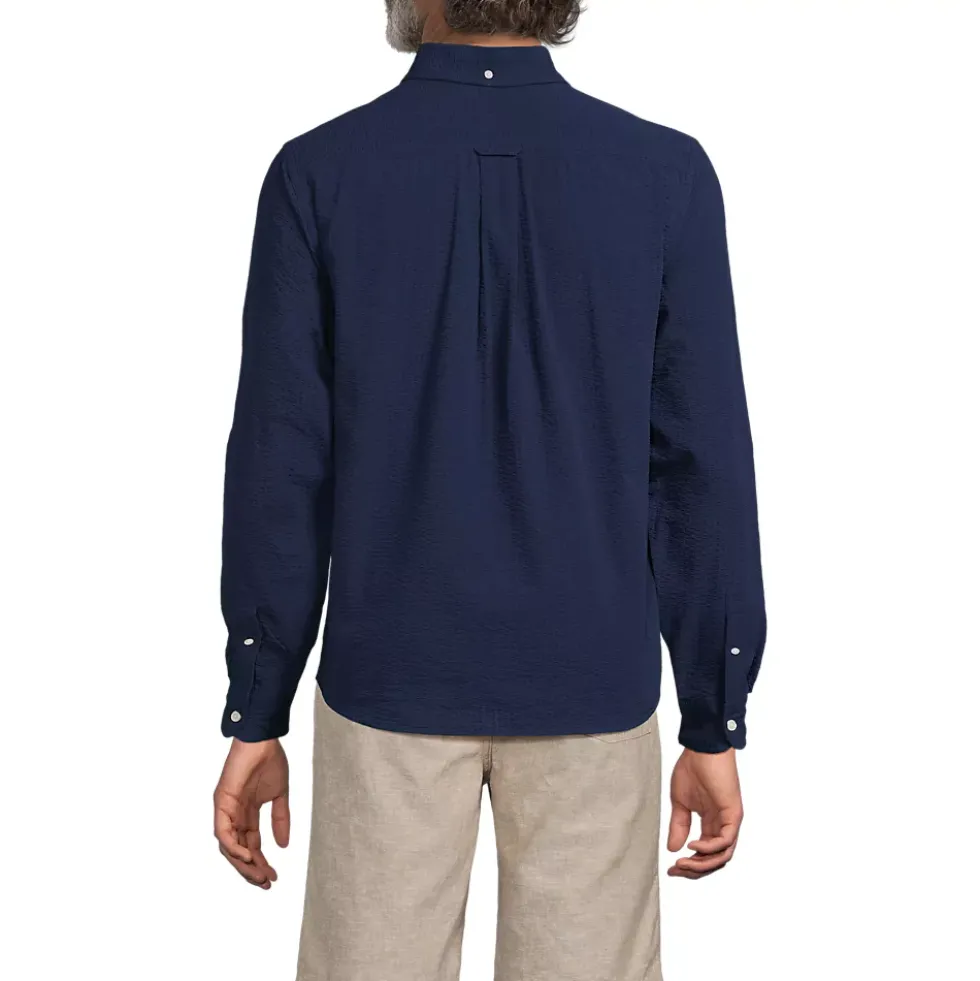Men's Long Sleeve Seersucker Shirt