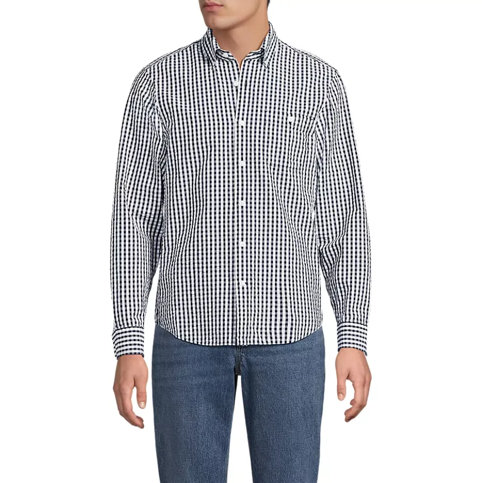 Men's Long Sleeve Seersucker Shirt