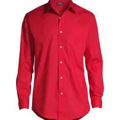 Men's Long Sleeve Straight Collar Broadcloth Dress Shirt