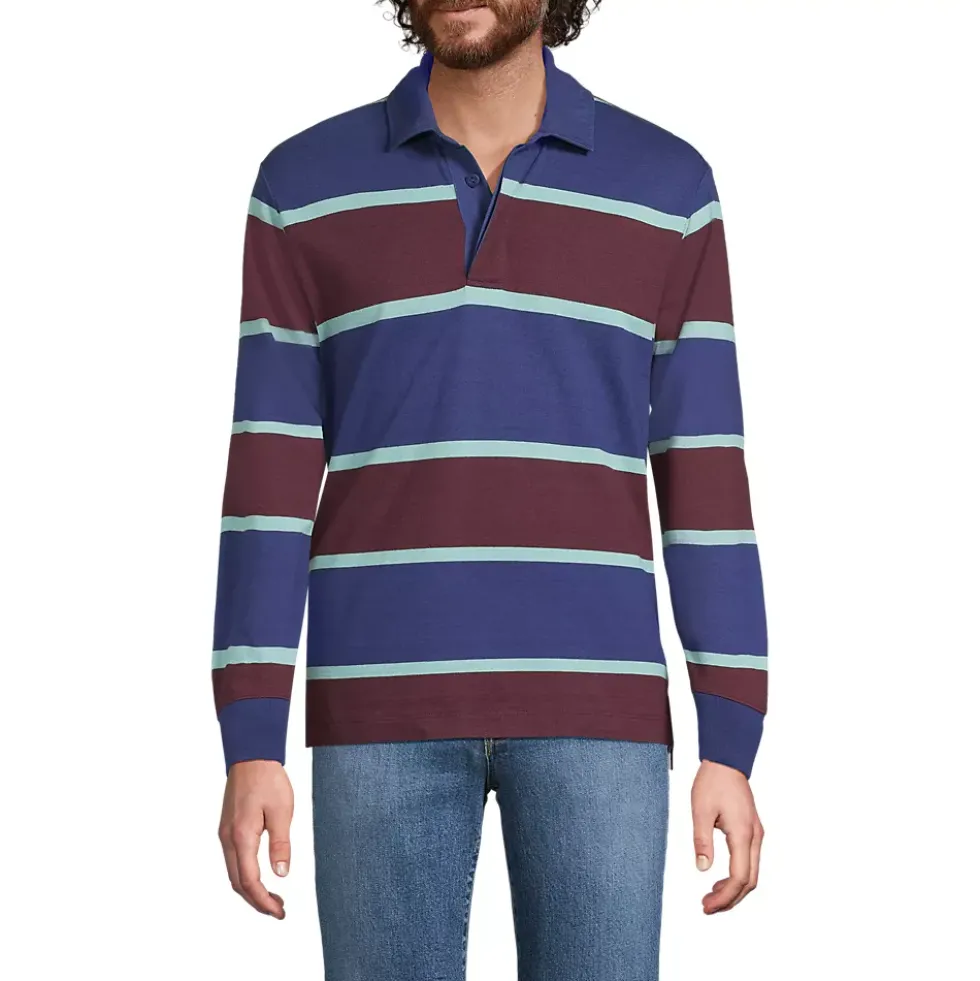 Men's Long Sleeve Stripe Rugby Shirt