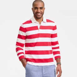 Men's Long Sleeve Stripe Rugby Shirt