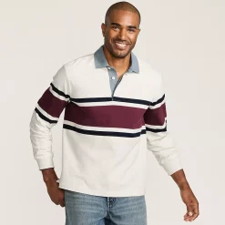 Men's Long Sleeve Stripe Rugby Shirt