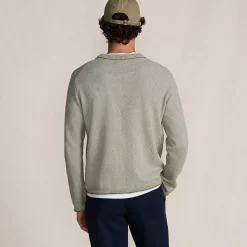 Men's Long Sleeve Textured Cotton Crewneck Sweater