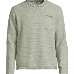 Men's Long Sleeve Textured Cotton Crewneck Sweater
