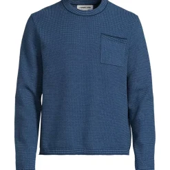 Men's Long Sleeve Textured Cotton Crewneck Sweater