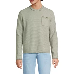 Men's Long Sleeve Textured Cotton Crewneck Sweater