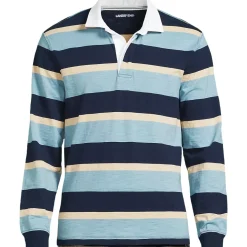 Men's Long Sleeve Textured Rugby Polo