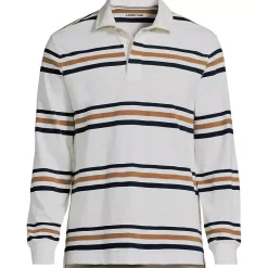 Men's Long Sleeve Textured Rugby Polo