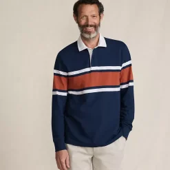 Men's Long Sleeve Textured Rugby Polo