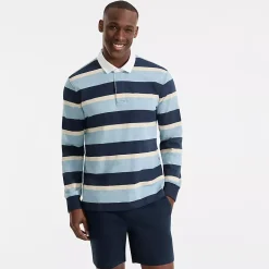 Men's Long Sleeve Textured Rugby Polo