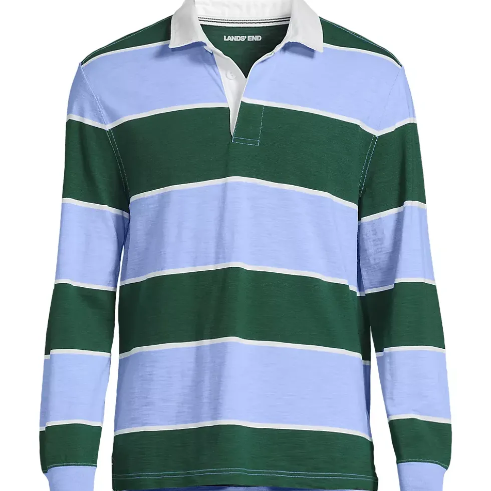 Men's Long Sleeve Textured Rugby Polo