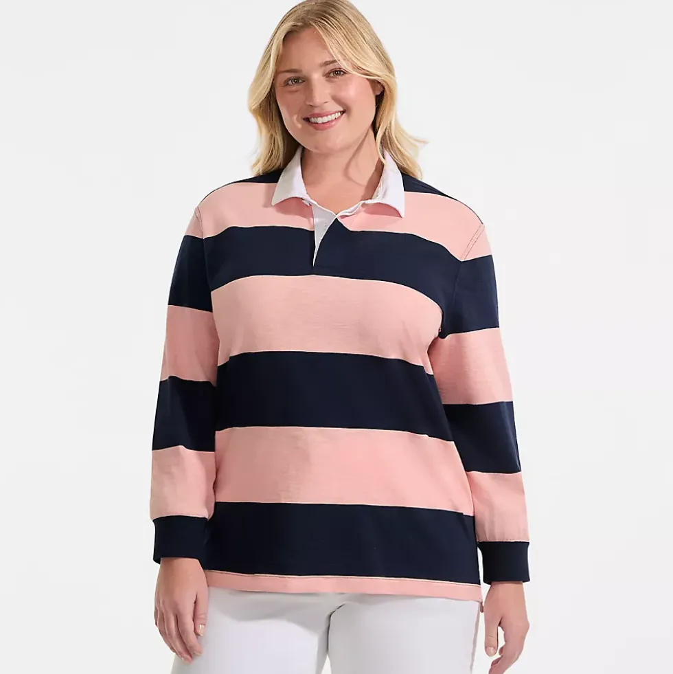 Men's Long Sleeve Textured Rugby Polo