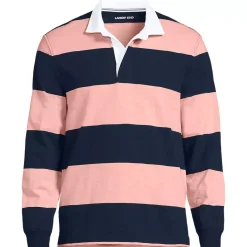 Men's Long Sleeve Textured Rugby Polo
